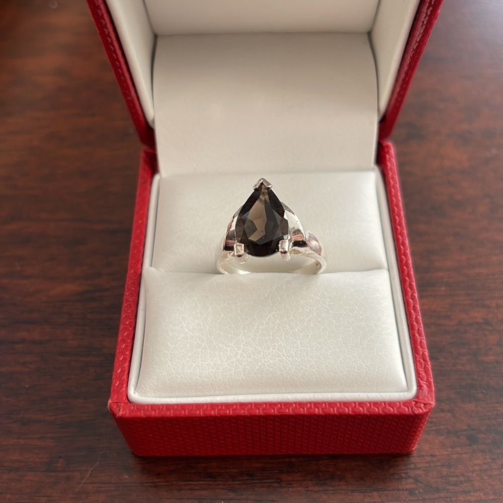 Smokey quartz sterling silver plated size 8 ring - Picture 3 of 12